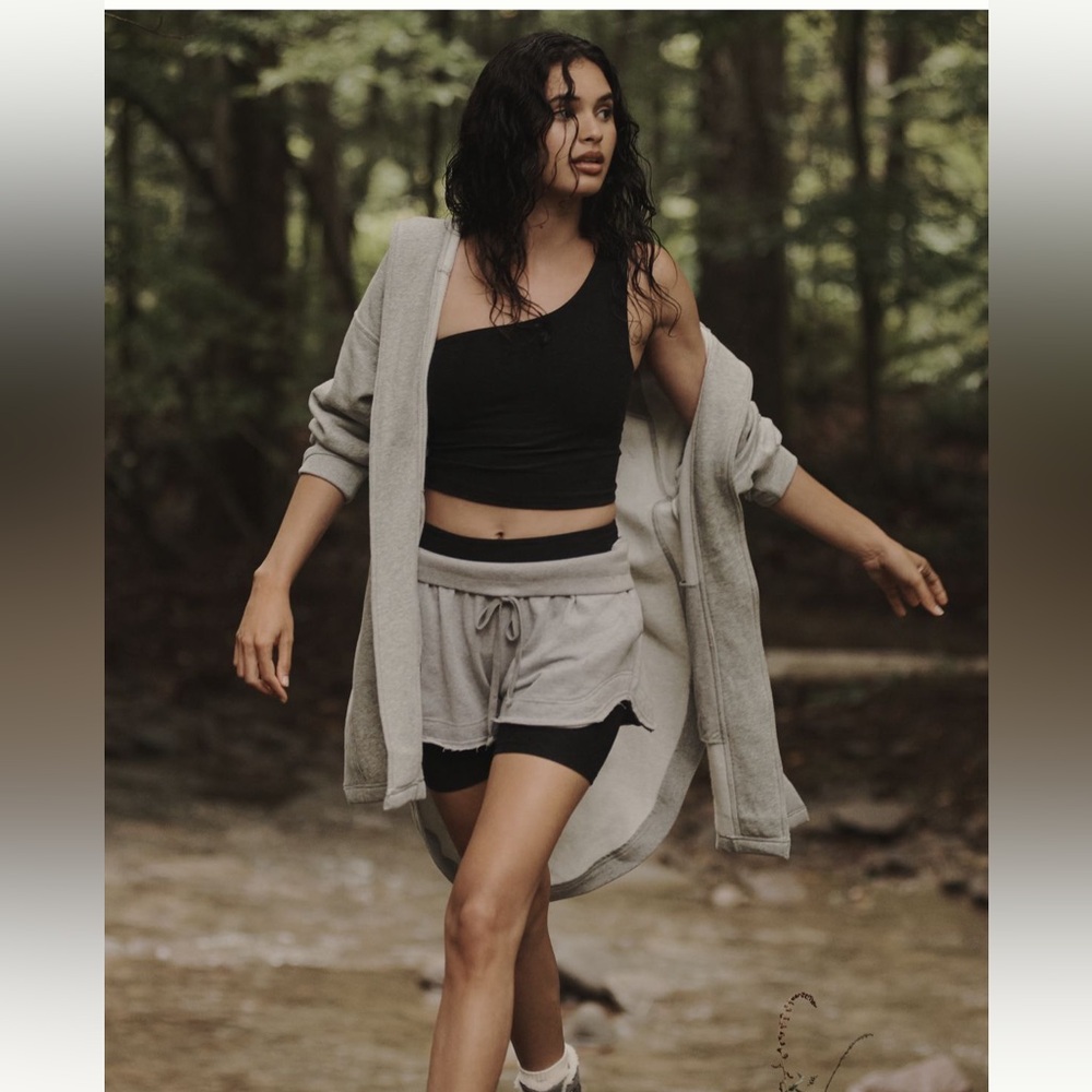 Anthro Gray Hooded Cardigan
